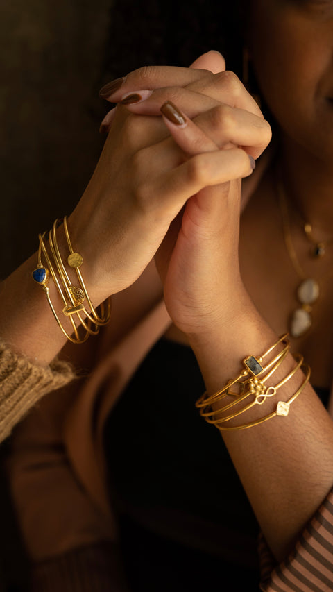 21 Karat Gold Plated Bangle Bracelets